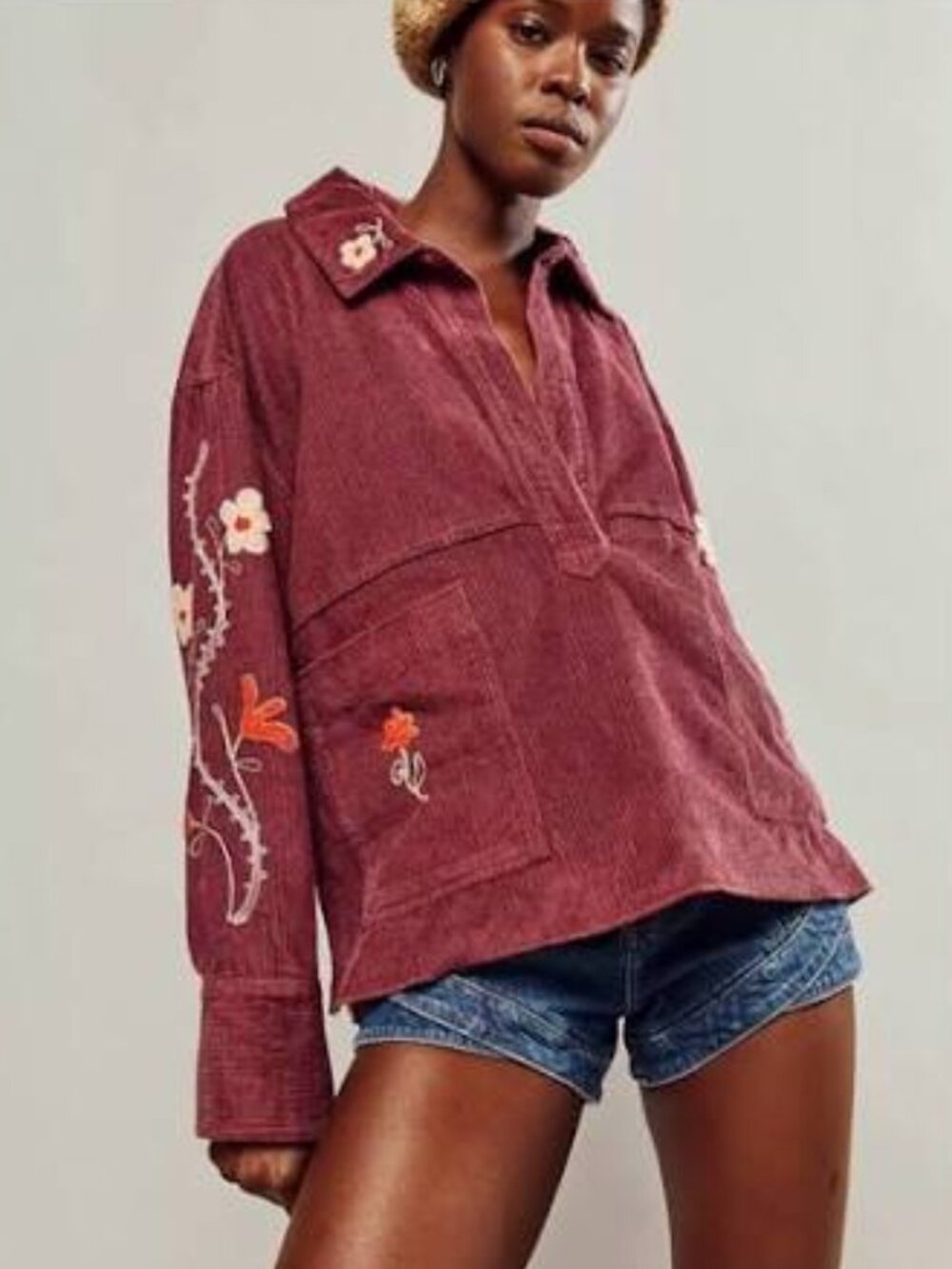 Free People We The Free Winter Bloom Pullover in Wine